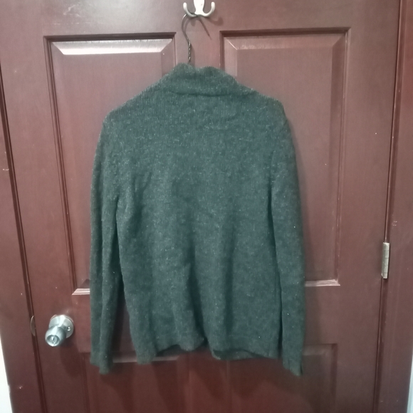 Lands End 100% lamb's wool dark gray full zip sweater size 10/12 M - Picture 2 of 9
